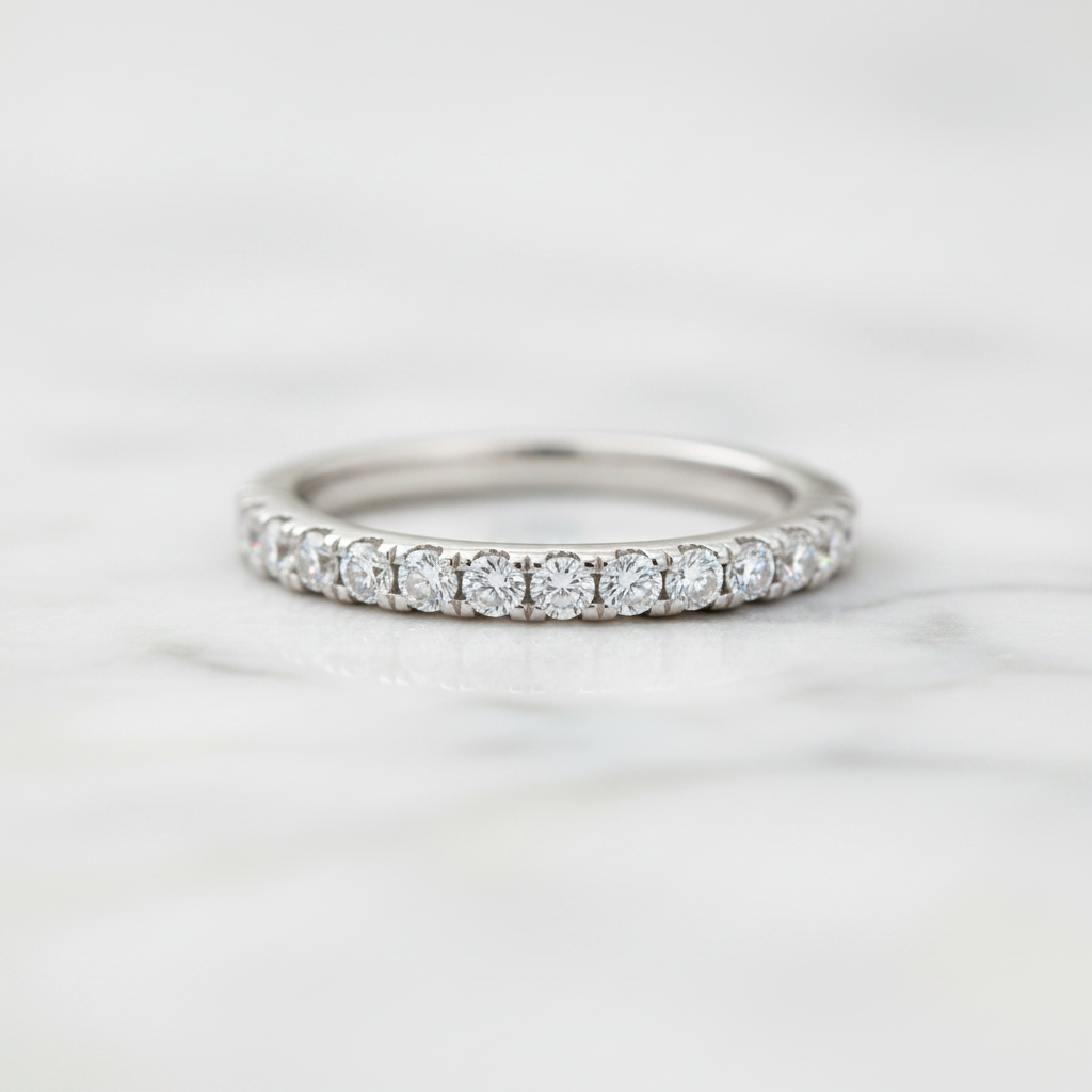 Classic Half Eternity Thin Women's Wedding Band-Black Diamonds New York