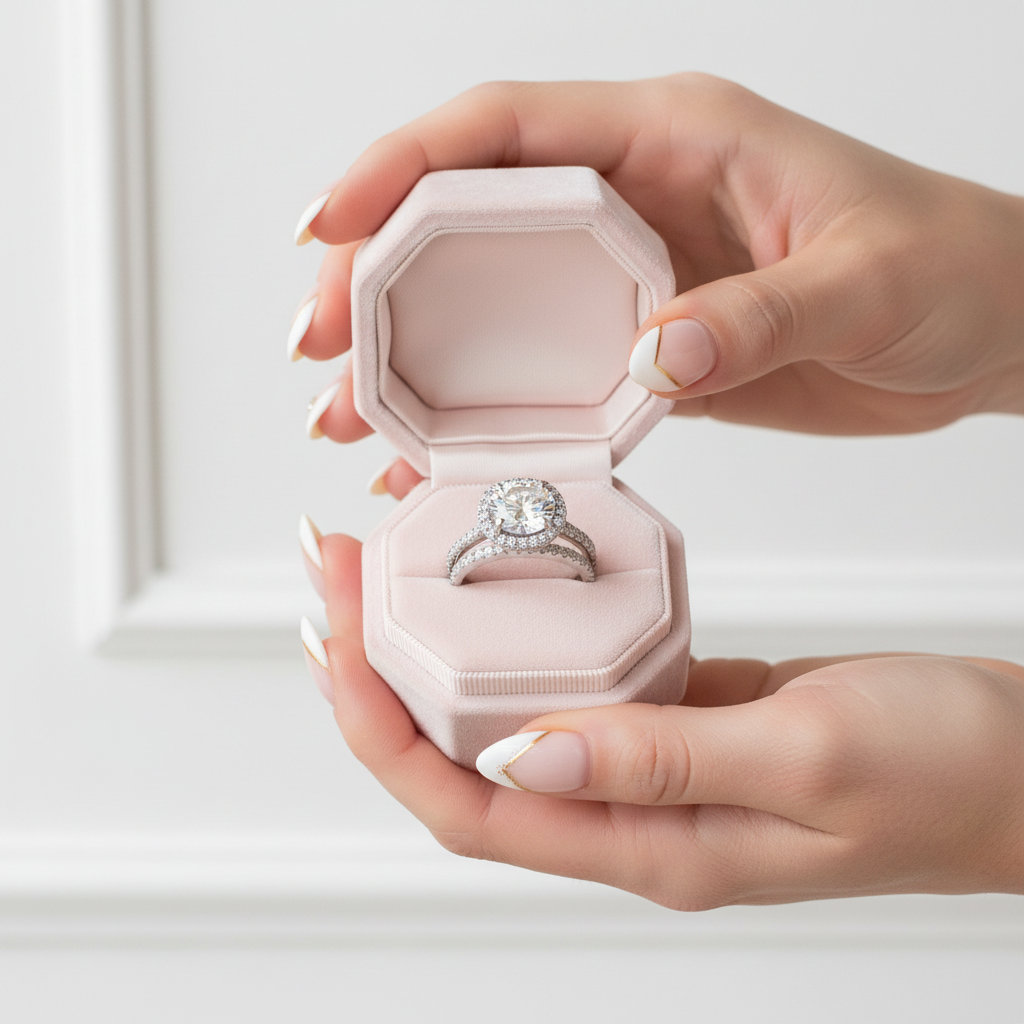 Classic Halo Round Cut White Gold Wedding Ring Set-Black Diamonds New York