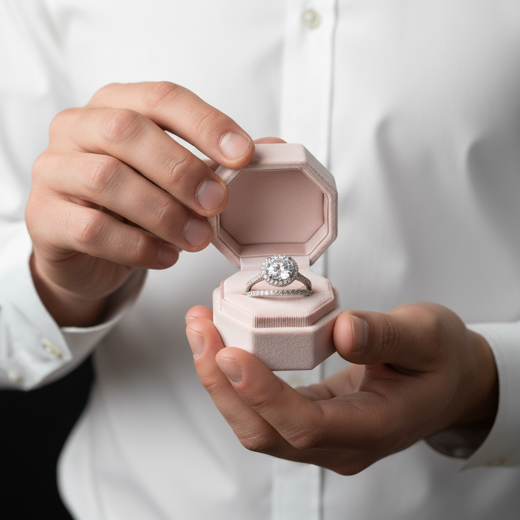 Classic Halo Round Cut White Gold Wedding Ring Set-Black Diamonds New York