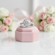 Classic Halo Round Cut White Gold Wedding Ring Set-Black Diamonds New York