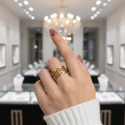 Classic Hollow Women's Wide Band-Black Diamonds New York