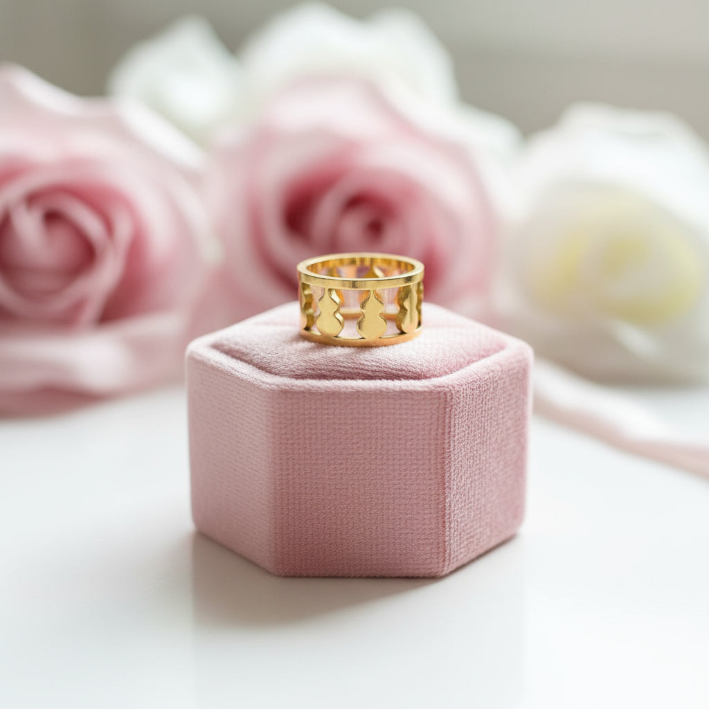 Classic Hollow Women's Wide Band-Black Diamonds New York