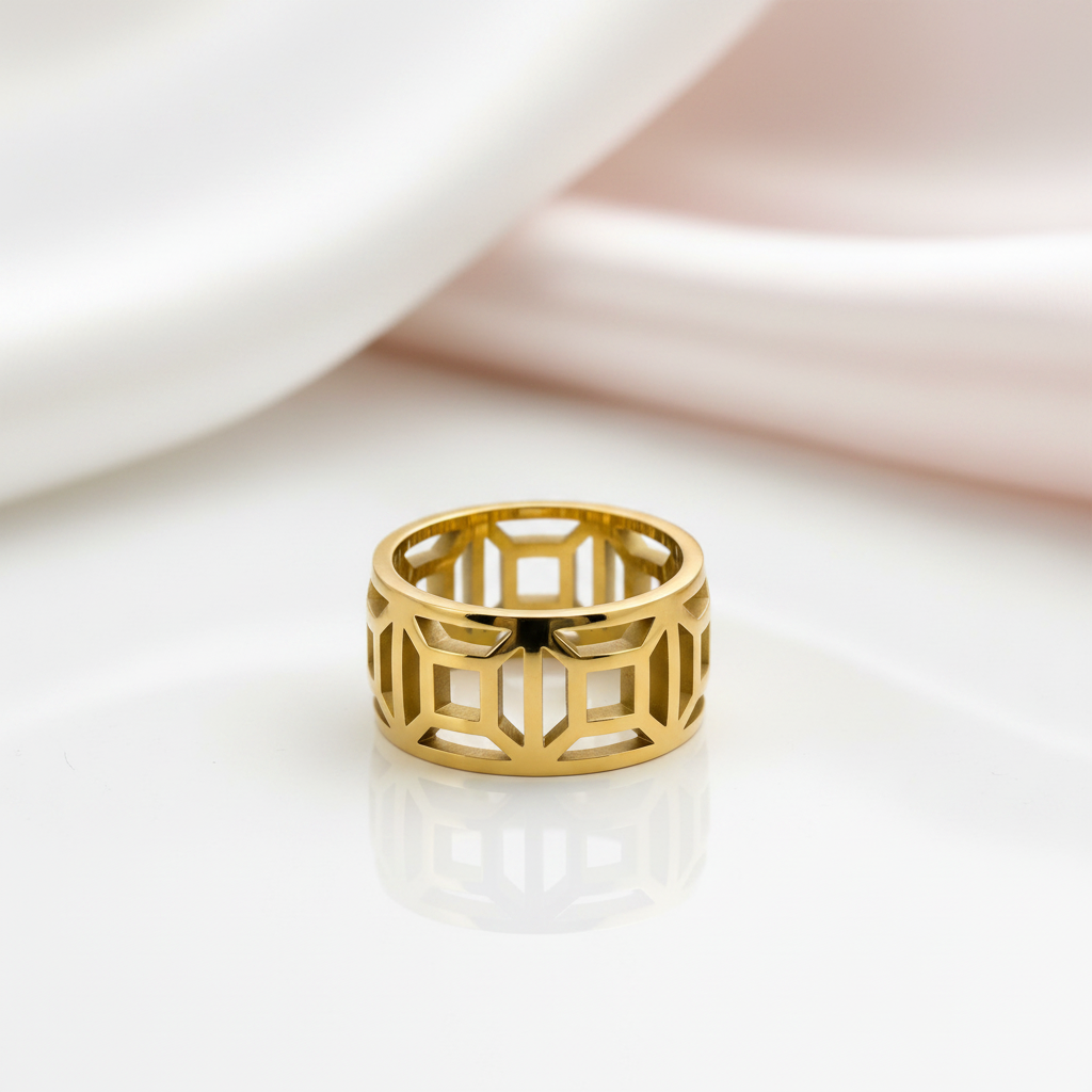 Classic Hollow Women's Wide Band-Black Diamonds New York