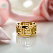 Classic Hollow Women's Wide Band-Black Diamonds New York