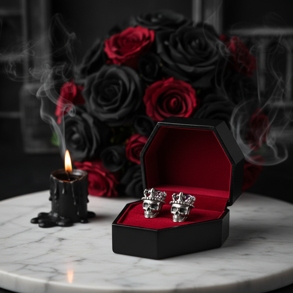 Classic King of Skull Stud Earrings-Black Diamonds New York
