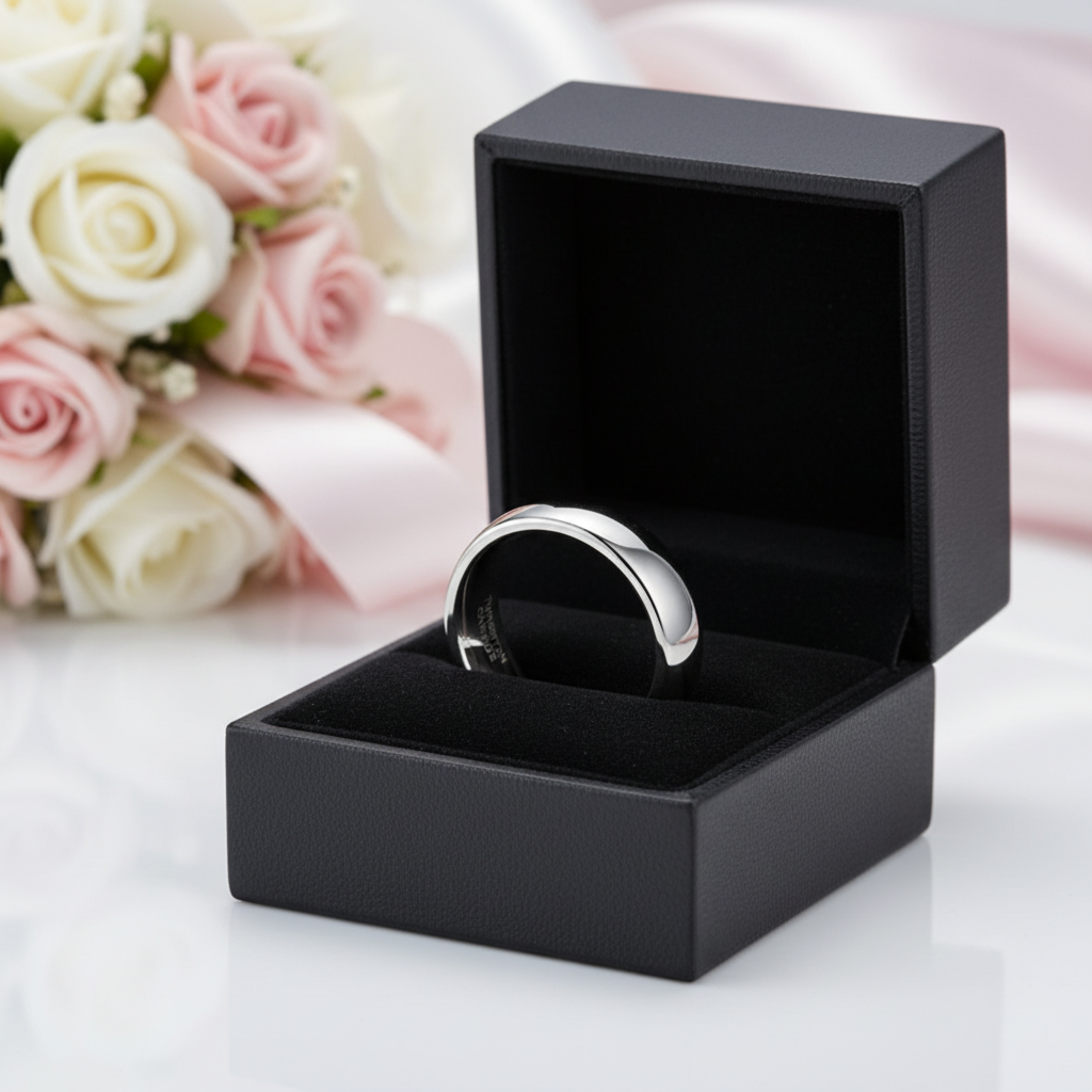 Classic Men's 6mm Dome Tungsten Wedding Band-Black Diamonds New York