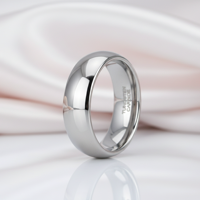 Classic Men's 6mm Dome Tungsten Wedding Band-Black Diamonds New York