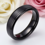 Classic Men's 6mm Tungsten Carbide Wedding Band-Black Diamonds New York