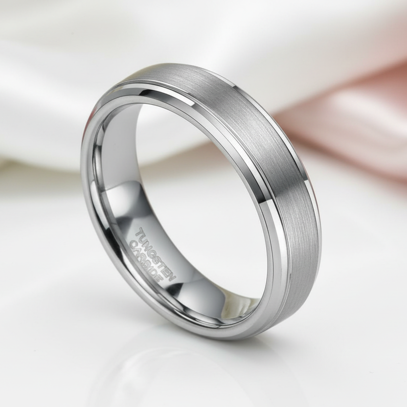Classic Men's 6mm Tungsten Carbide Wedding Band-Black Diamonds New York