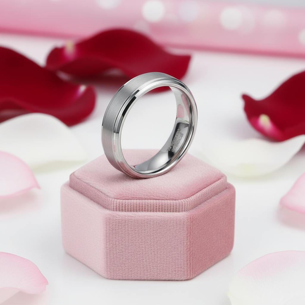 Classic Men's 6mm Tungsten Carbide Wedding Band-Black Diamonds New York