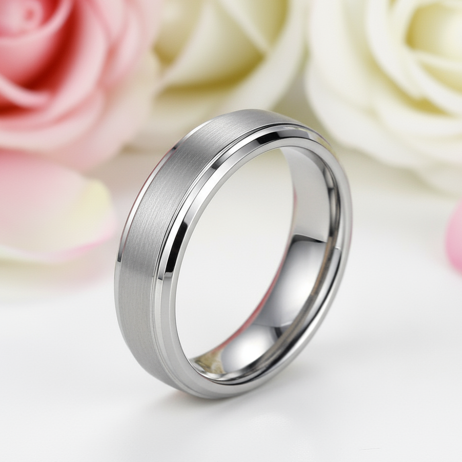 Classic Men's 6mm Tungsten Carbide Wedding Band-Black Diamonds New York