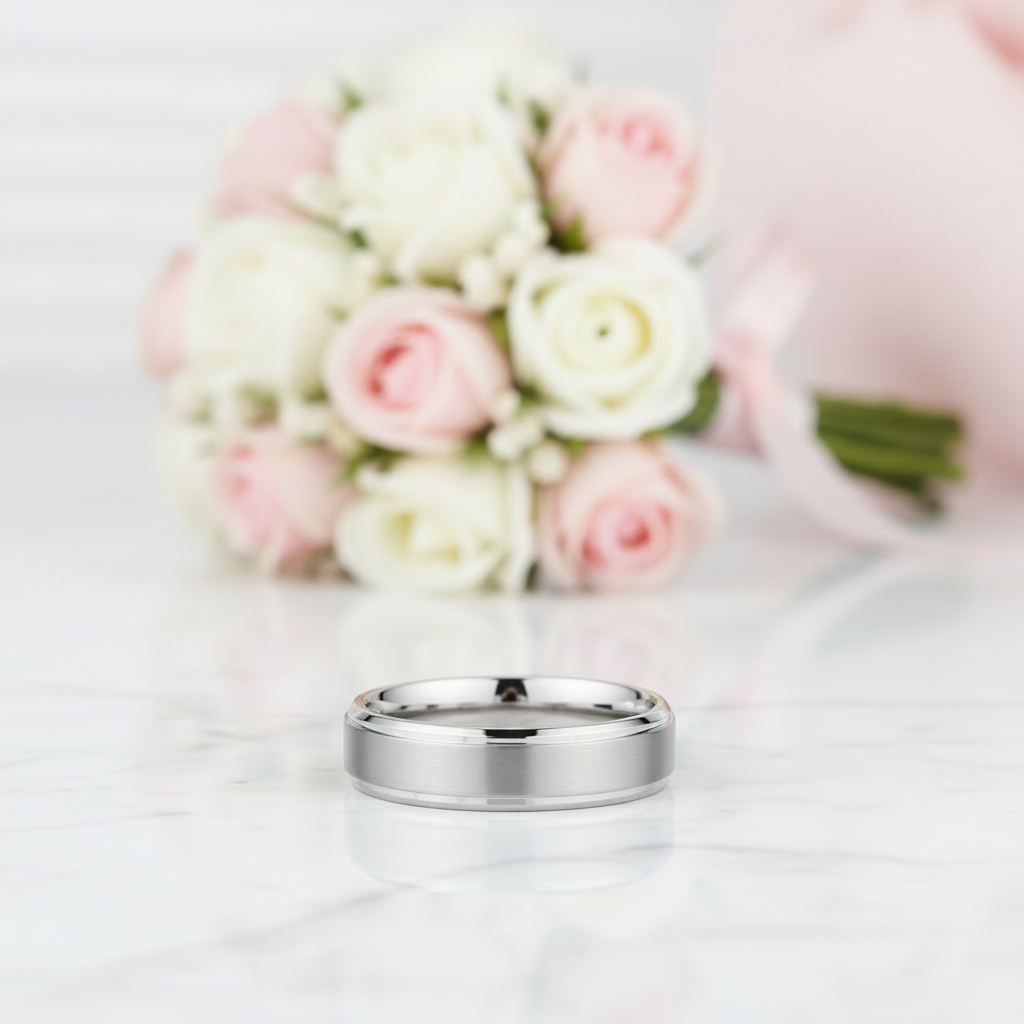 Classic Men's 6mm Tungsten Carbide Wedding Band-Black Diamonds New York