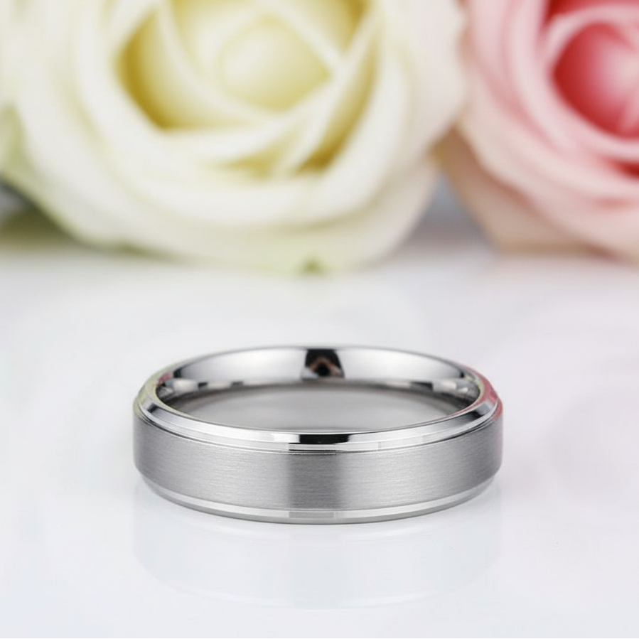 Classic Men's 6mm Tungsten Carbide Wedding Band-Black Diamonds New York