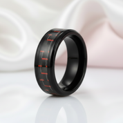 Classic Men's 8mm Black Ceramic Wedding Band-Black Diamonds New York