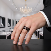 Classic Men's 8mm Black Ceramic Wedding Band-Black Diamonds New York