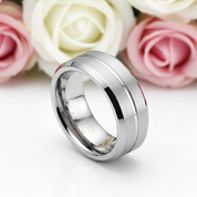 Classic Men's 8mm Tungsten Carbide Wedding Band-Black Diamonds New York