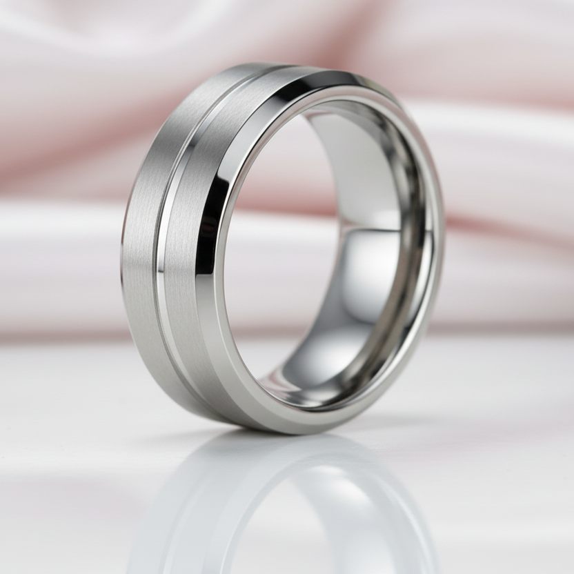 Classic Men's 8mm Tungsten Carbide Wedding Band-Black Diamonds New York
