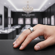 Classic Men's 8mm Tungsten Carbide Wedding Band-Black Diamonds New York