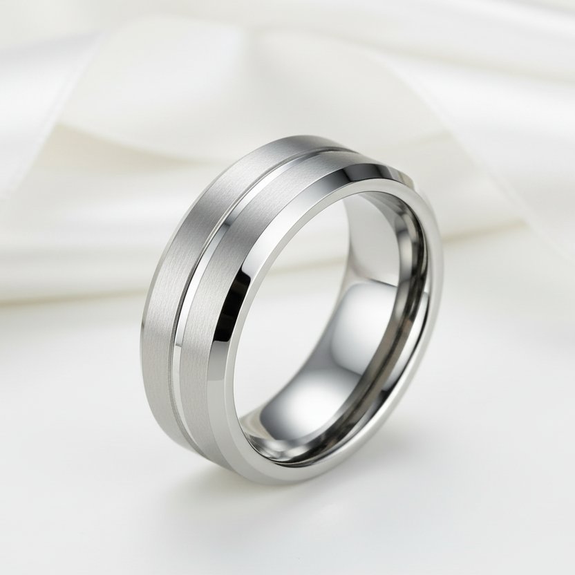 Classic Men's 8mm Tungsten Carbide Wedding Band-Black Diamonds New York