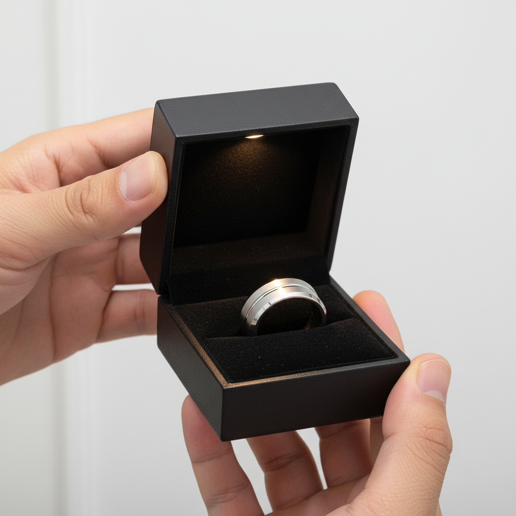 Classic Men's 8mm Tungsten Carbide Wedding Band-Black Diamonds New York