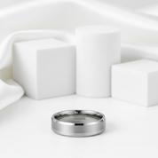 Classic Men's Brushed Tungsten Carbide Wedding Band-Black Diamonds New York