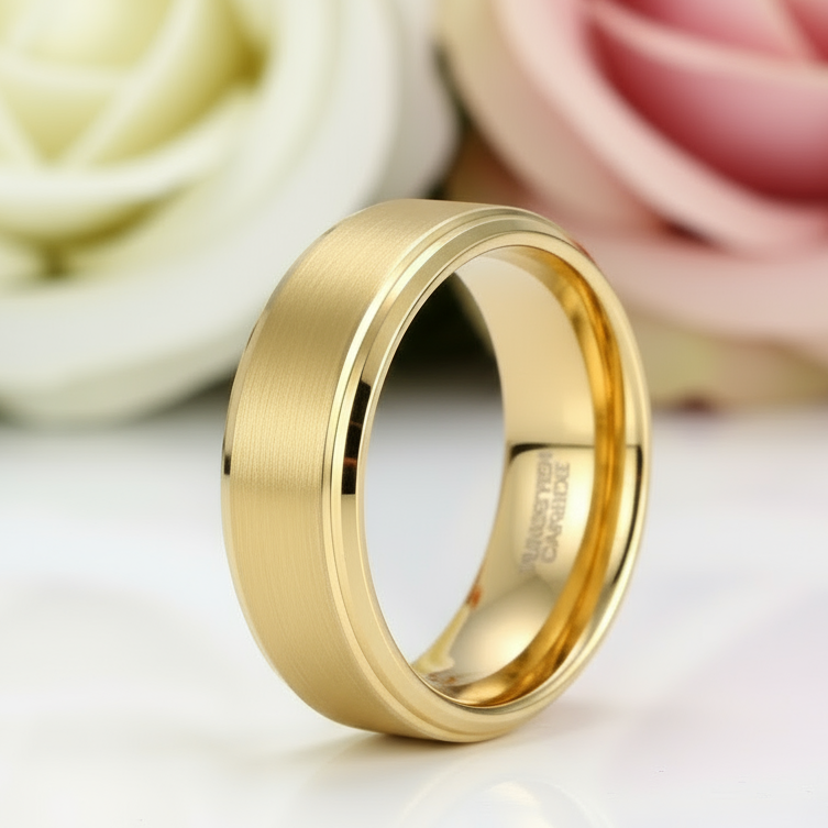 Classic Men's Tungsten Carbide Wedding Band-Black Diamonds New York