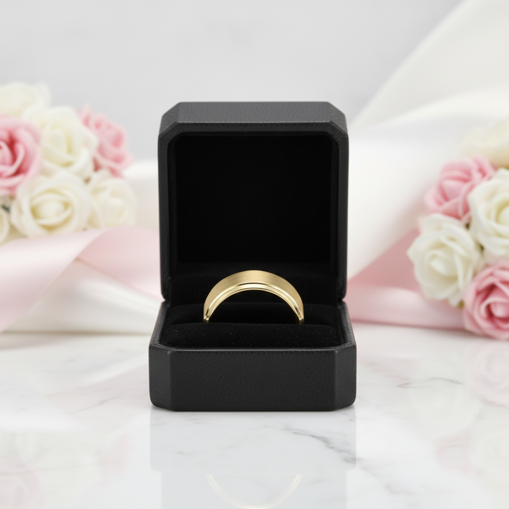 Classic Men's Tungsten Carbide Wedding Band-Black Diamonds New York