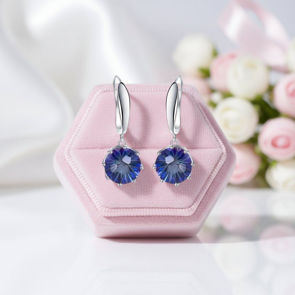 Classic Rainbow Mystic Quartz Drop Earrings-Black Diamonds New York