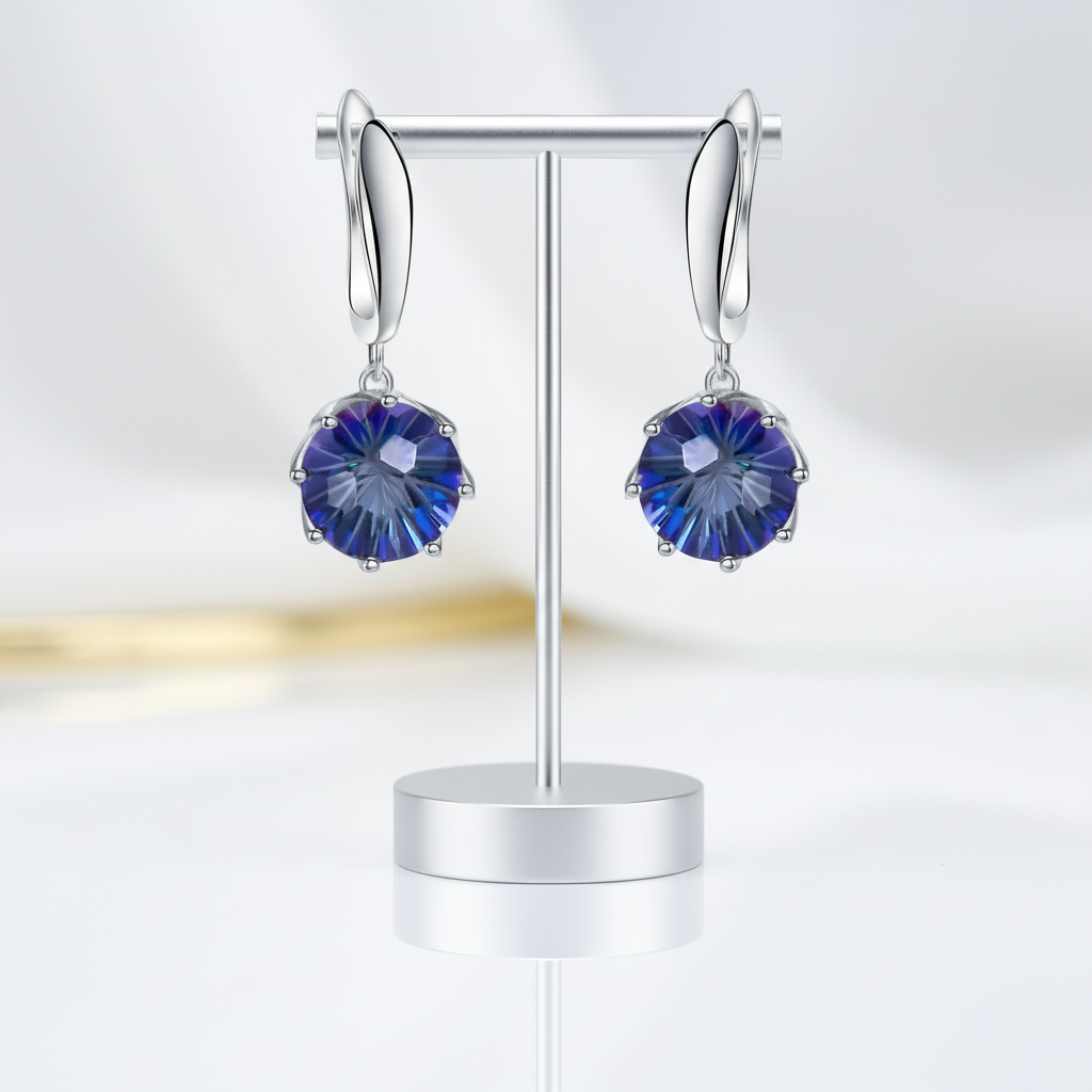 Classic Rainbow Mystic Quartz Drop Earrings-Black Diamonds New York