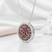 Classic Red Garnet Gemstone Necklace-Black Diamonds New York