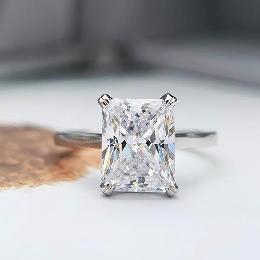 Flash Sale- Classic Radiant Cut Diamond Solitaire Engagement Ring-Black Diamonds New York