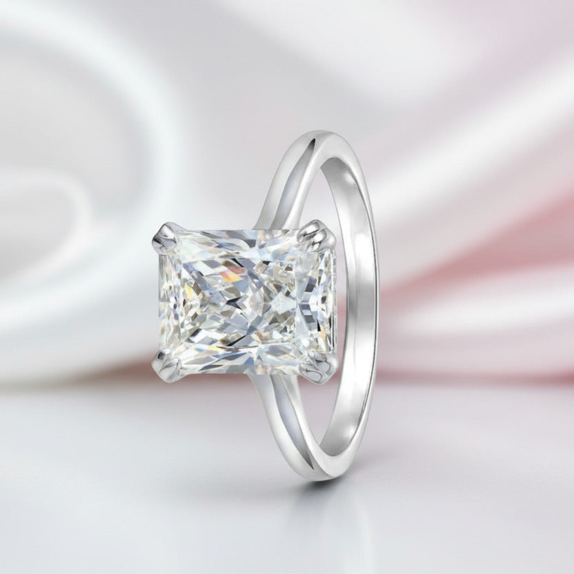 Classic Radiant Cut Diamond Solitaire Engagement Ring-Black Diamonds New York