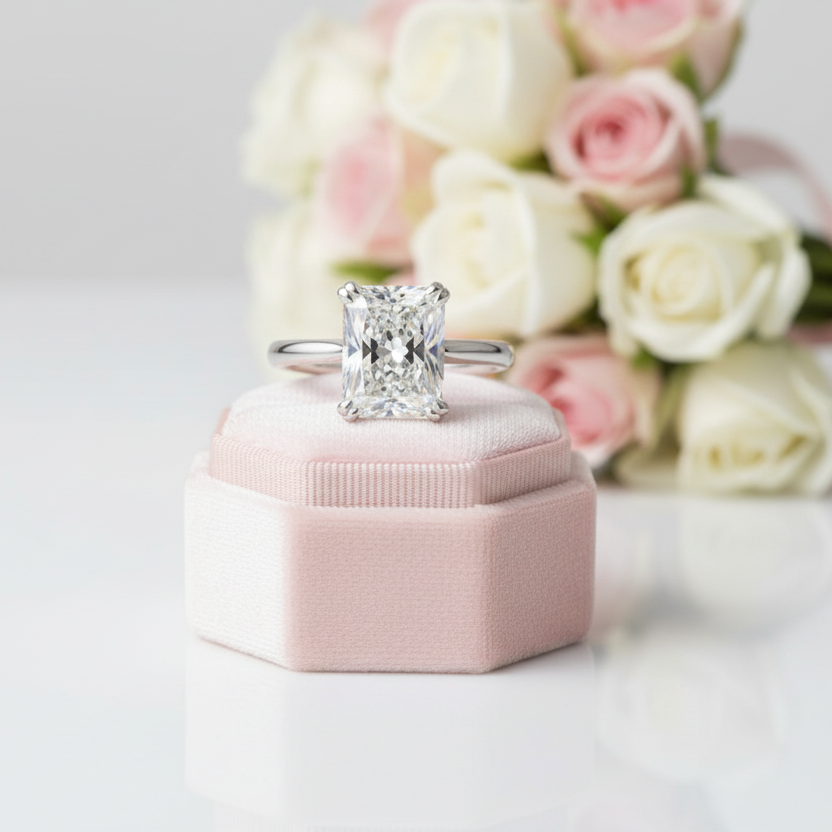 Classic Radiant Cut Diamond Option Solitaire Engagement Ring-Black Diamonds New York