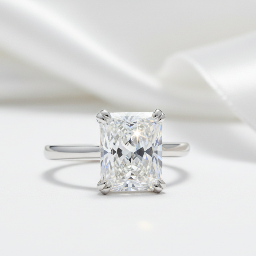 Classic Radiant Cut Diamond Option Solitaire Engagement Ring-Black Diamonds New York