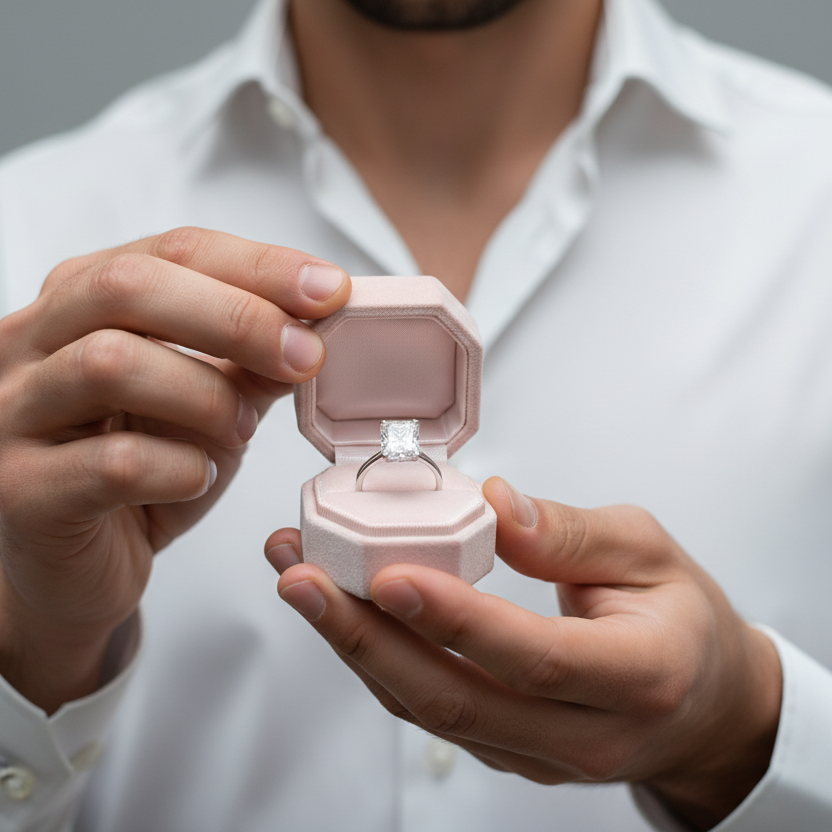 Classic Radiant Cut Diamond Solitaire Engagement Ring-Black Diamonds New York