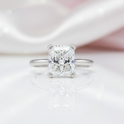 Classic Radiant Cut Diamond Solitaire Engagement Ring-Black Diamonds New York