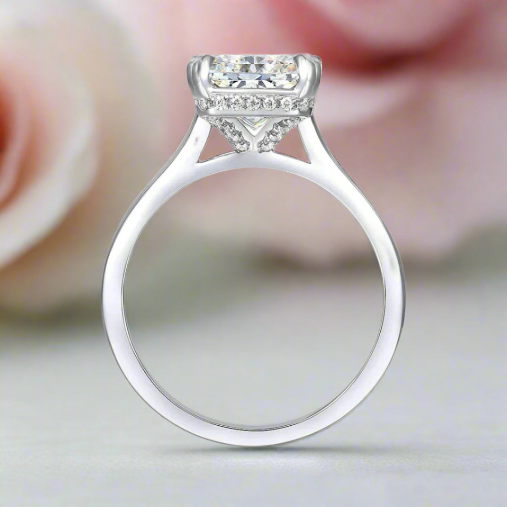 Classic Radiant Cut Diamond Solitaire Engagement Ring-Black Diamonds New York