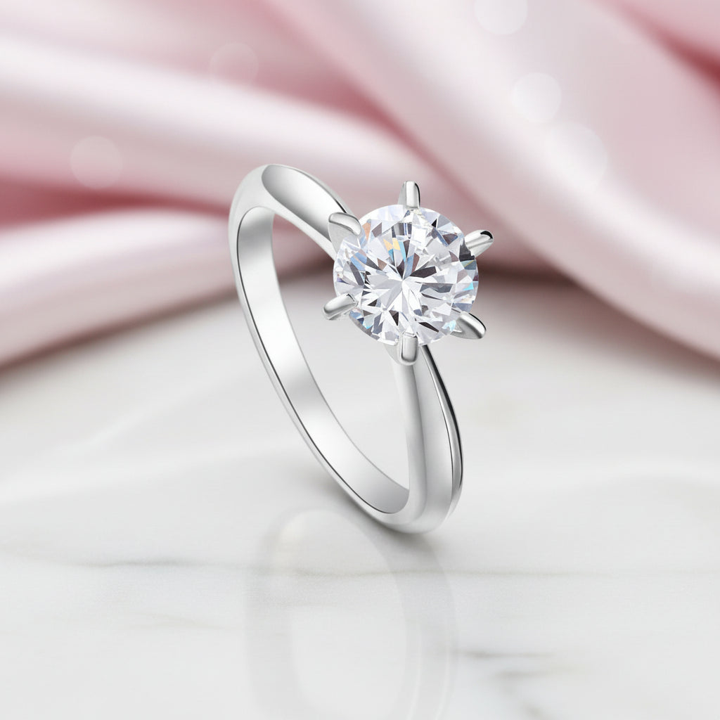 Classic Ring 6 Claws Diamond Option Engagement Ring-Black Diamonds New York