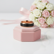 Classic Rose Gold & Black Tungsten Carbide Unisex Wedding Ring-Black Diamonds New York