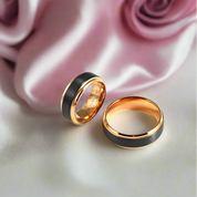 Classic Rose Gold & Black Tungsten Carbide Unisex Wedding Rings-Black Diamonds New York