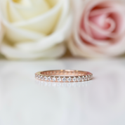 Classic Rose Gold Full Eternity Thin Wedding Band-Black Diamonds New York