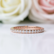 Classic Rose Gold Full Eternity Thin Wedding Band-Black Diamonds New York