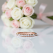 Classic Rose Gold Full Eternity Thin Wedding Band-Black Diamonds New York