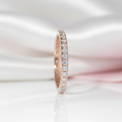 Classic Rose Gold Full Eternity Thin Wedding Band-Black Diamonds New York