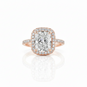 Classic Rose Gold Halo Radiant Cut Engagement Ring-Black Diamonds New York