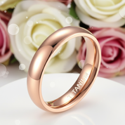 Classic Rose Gold Titanium Wedding Band-Black Diamonds New York