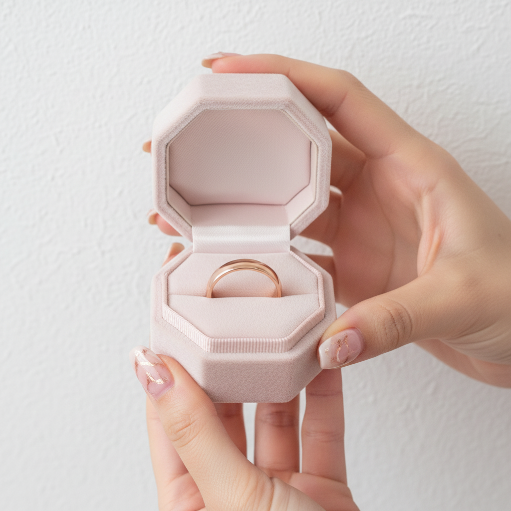 Classic Rose Gold Titanium Wedding Band-Black Diamonds New York
