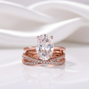 Classic Rose Gold Oval Cut Bridal Set-Black Diamonds New York