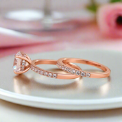 Classic Rose Gold Round Cut Wedding Ring Set-Black Diamonds New York