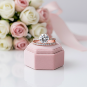 Classic Rose Gold Round Cut Wedding Ring Set-Black Diamonds New York